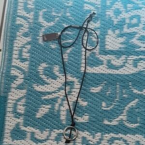 J Jill Brown Cord Necklace with Silver Ring Pendant